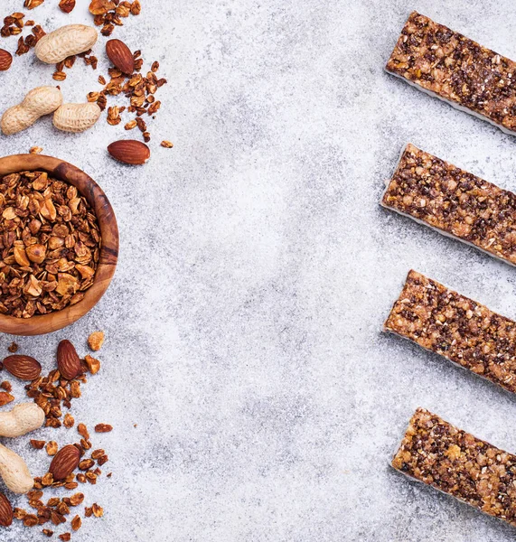 Homemade granola bars with nuts.