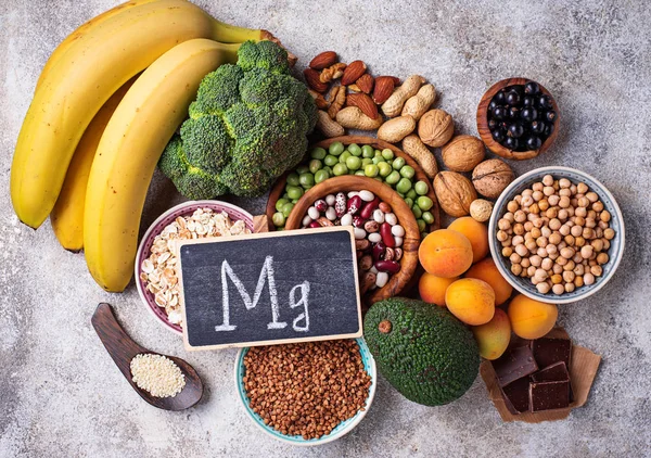 Assortment of  food containing magnesium