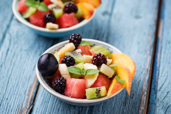 Fruits salad with watermelon, banana and kiwi — Stock Photo, Image