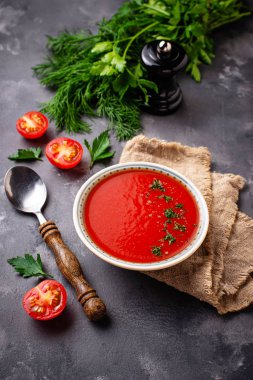 Domates vejetaryen çorba gaspaço kase