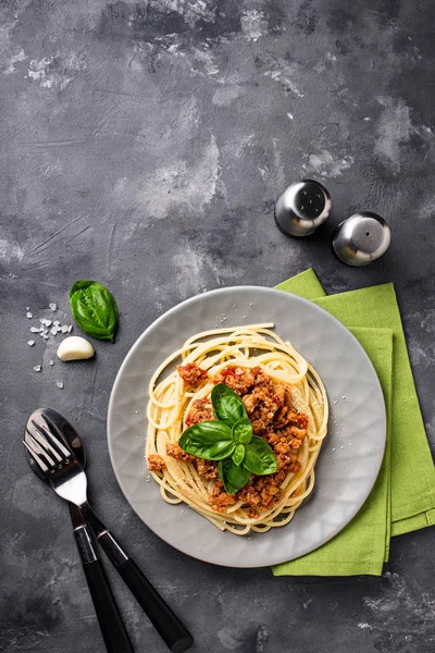 Pasta boloñesa. Espaguetis con salsa de carne —  Fotos de Stock