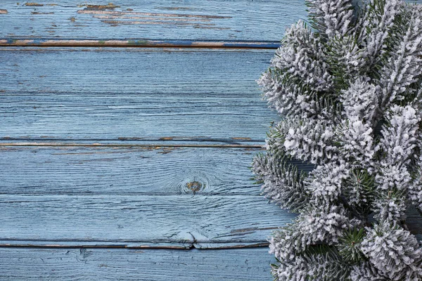 Natale Anno Nuovo Sfondo Festivo Legno Blu Spazio Testo — Foto Stock