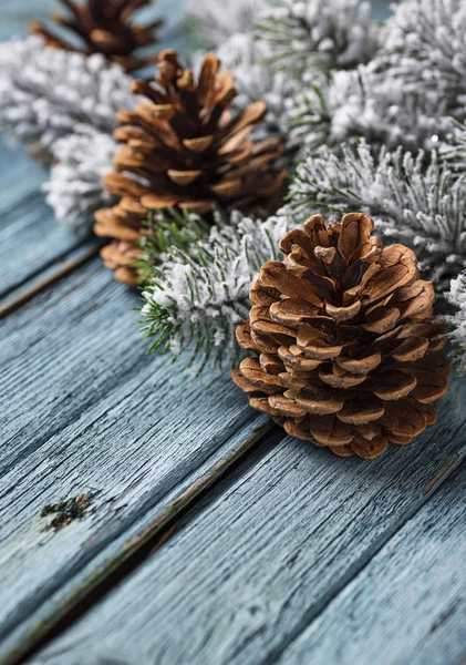 Christmas or New year festive background with pine cones — Stock Photo, Image