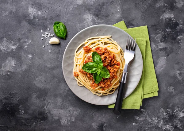 Pasta Boloñesa Espaguetis Con Salsa Carne Plato Italiano Tradicional — Foto de Stock
