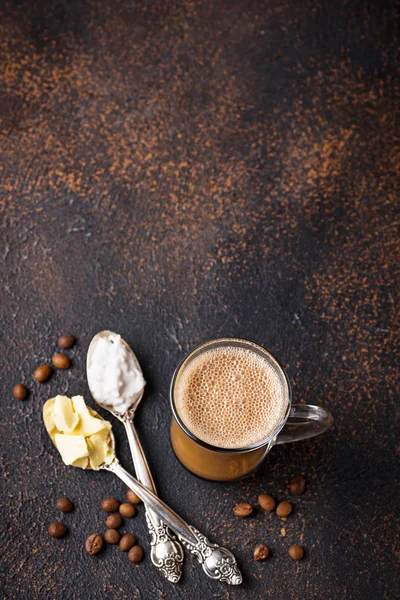 Bulletproof coffee. Ketogenic low carb drink