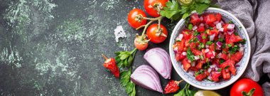 Geleneksel Meksika domates salsa sos 