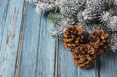 Çam kozalakları ile Noel ve yeni yıl festival arka plan