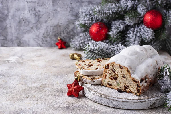 Traditional German Christmas cake stollen — Stock Photo, Image