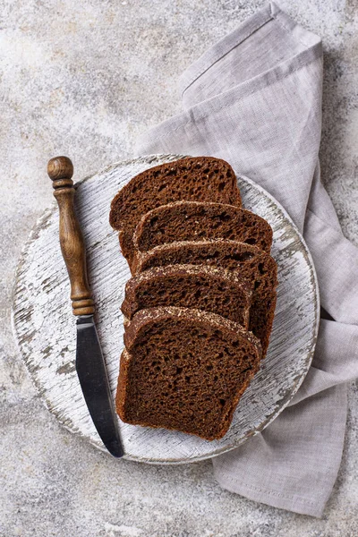 Čerstvé Plátky Žitného Chleba Světlé Pozadí Pohled Shora — Stock fotografie
