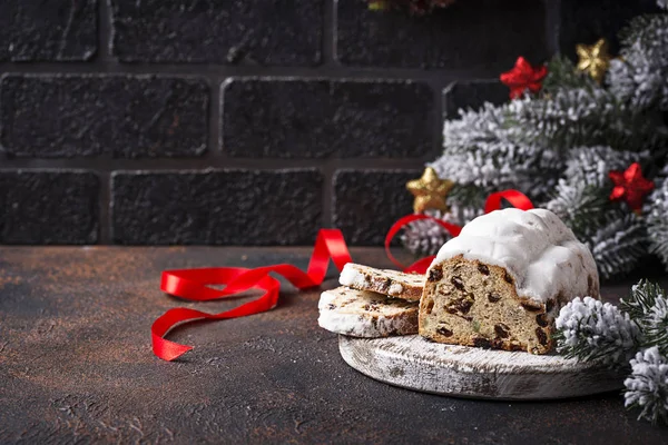 Traditional German Christmas cake stollen — Stock Photo, Image