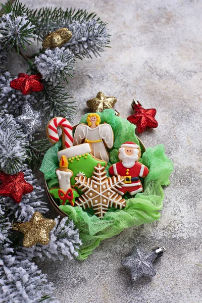 Χριστούγεννα μελόψωμο cookies. Εορταστική φόντο — Φωτογραφία Αρχείου