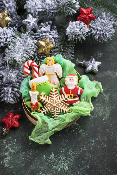 Χριστούγεννα μελόψωμο cookies. Εορταστική φόντο — Φωτογραφία Αρχείου
