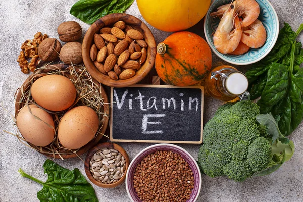 Assortment food sources of vitamin E — Stock Photo, Image