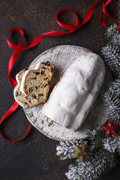 Traditional German Christmas cake stollen — Stock Photo, Image