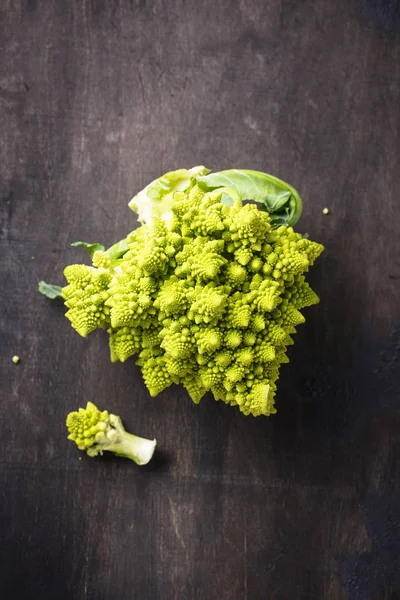 Green Romanesco Broccoli Dark Background — Stock Photo, Image