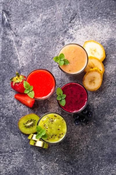 Assortment of various healthy smoothies