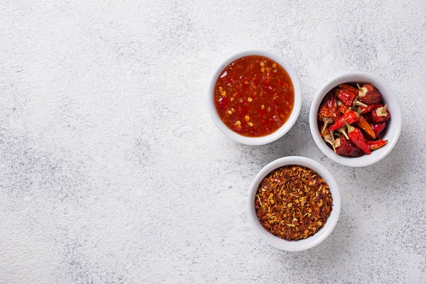 Chili sauce with dried peppers — Stock Photo, Image