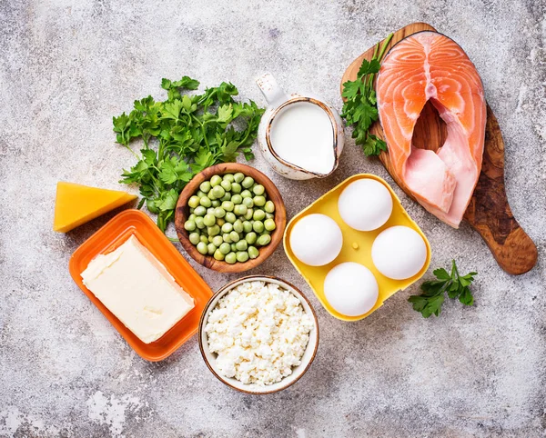 Zdravé potraviny, které obsahují vitamín D — Stock fotografie
