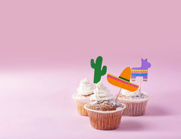 Cupcakes for celebrating Mexican party fiesta