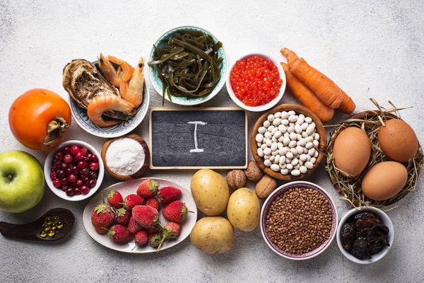 Gezonde voeding met jodium. Producten rijk aan ik — Stockfoto