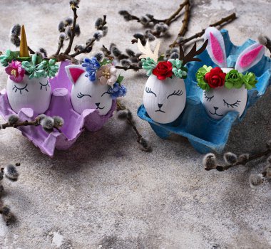 Paskalya yumurta bunny, kedi ve geyik şeklinde