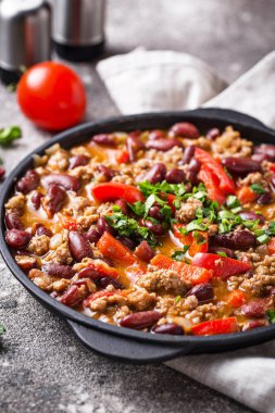 Geleneksel Meksika çanak Chili con Carne