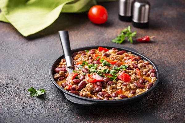 Geleneksel Meksika çanak Chili con Carne