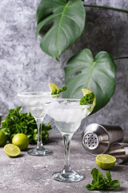 Limon ve buz ile margarita kokteyli