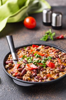 Geleneksel Meksika çanak Chili con Carne