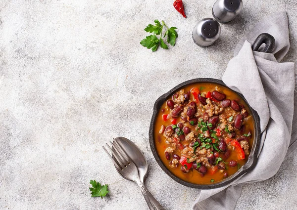 Geleneksel Meksika çanak Chili con Carne