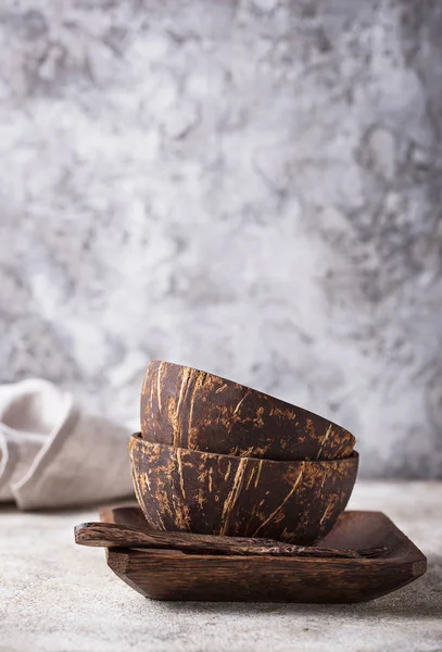 코코넛 껍질로 만든 그릇 — 스톡 사진