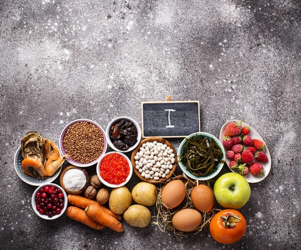 Gezonde voeding met jodium. Producten rijk aan ik — Stockfoto