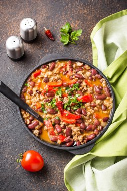 Geleneksel Meksika çanak Chili con Carne