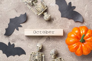 İskelet ve yarasa ile Cadılar Bayramı arka plan