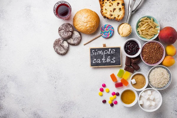 stock image Assortment of simple carbohydrates food