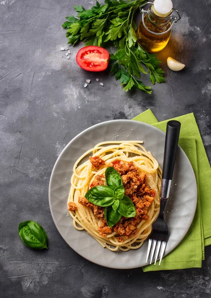 Pasta boloñesa. Espaguetis con salsa de carne — Foto de Stock