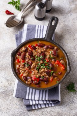 Geleneksel Meksika çanak Chili con Carne