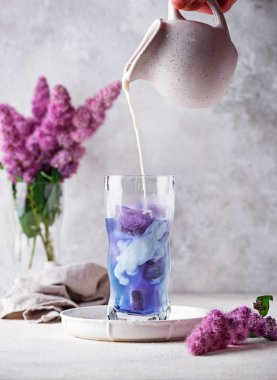Kelebek mavisi, sütlü çay.