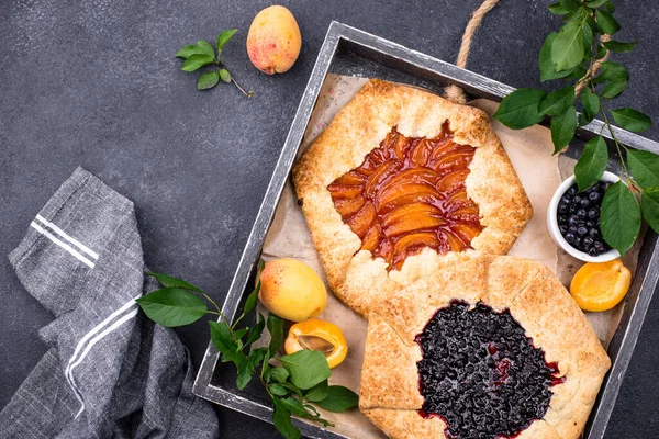 Sweet homemade galette pie with fruits — Stock Photo, Image