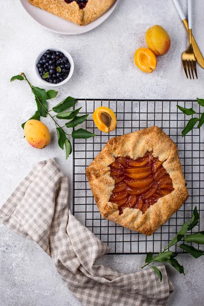 Sweet homemade galette pie with fruits — Stock Photo, Image