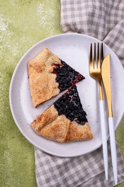 Sweet homemade galette pie with blueberry — Stock Photo, Image