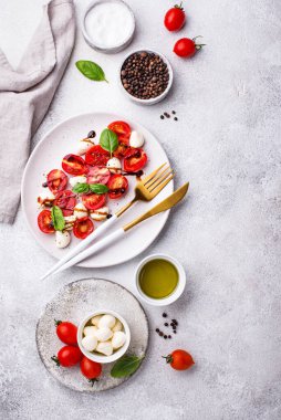 Domatesli ve mozarellalı Caprese salatası