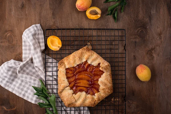 Sweet homemade galette pie with apricots — Stock Photo, Image