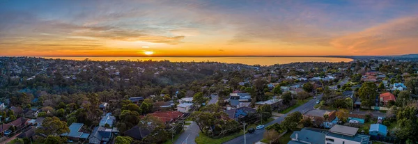 Panorama Udara Frankston Suburb Saat Matahari Terbenam Melbourne Australia — Stok Foto