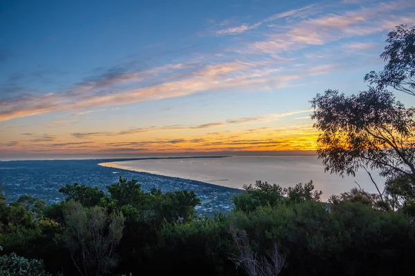 Mornington Yarımadası Üzerinde Gün Batımı Melbourne Avustralya Daki Arthurs Koltuğu — Stok fotoğraf