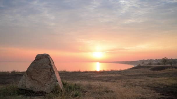 Tid förflutit solnedgången över havet av Azovska kusten — Stockvideo