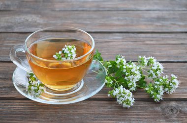 Beyaz kekikli taze bitkisel çay.