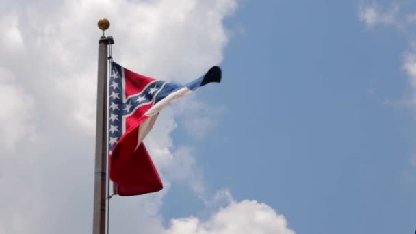 Державний прапор Міссісіпі розмахує вітром. — стокове відео