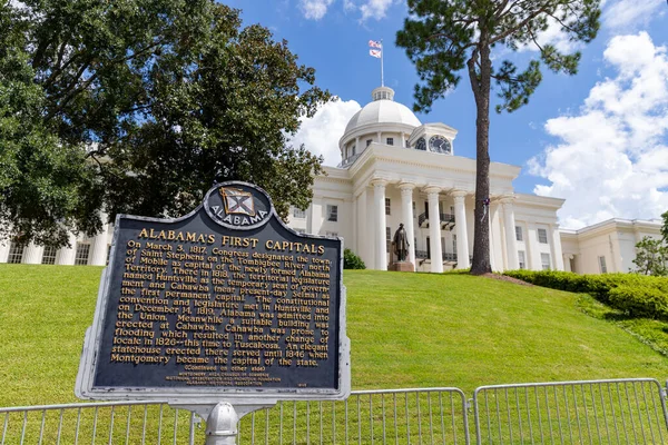 Montgomery Usa August 2020 Alabama First Capitals Historical Marker State — Stock Photo, Image