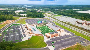 Buford, Ga - 13 Ağustos 2025: Phillip Beard Stadyumu Buford, Georgia 'da bulunan ve Buford High School Wolves' a ev sahipliği yapan bir futbol stadyumu..